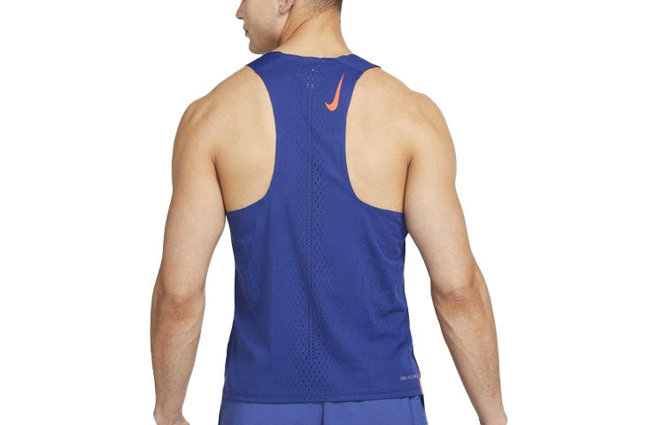 Nike Solid Color Logo Printing Mesh Sports Vest Blue DM4624-455
