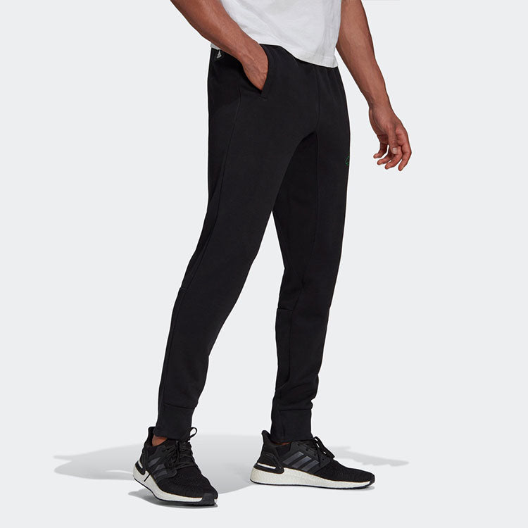 Men's adidas Solid Color Logo Printing Lacing Bundle Feet Sports Pants/Trousers/Joggers Black GM6354