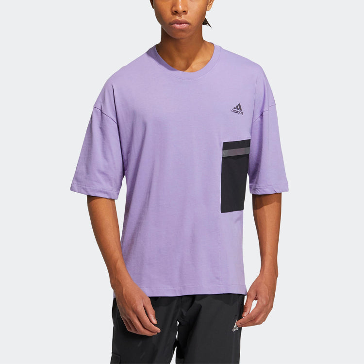 adidas Casual Breathable Sports Splicing Round Neck Short Sleeve Couple Style Purple HE7352