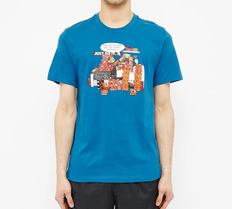 Nike Shoe Printing Round Neck Short Sleeve Blue CK2661-457
