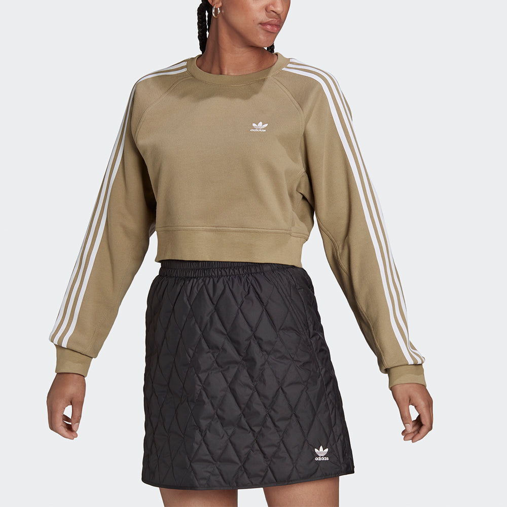(WMNS) adidas Original University T Cropped Sweatshirts 'Green White' H43923