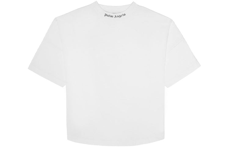 Men's PALM ANGELS Back Logo Alphabet Printing Short Sleeve White PMAA002E20JER0010110