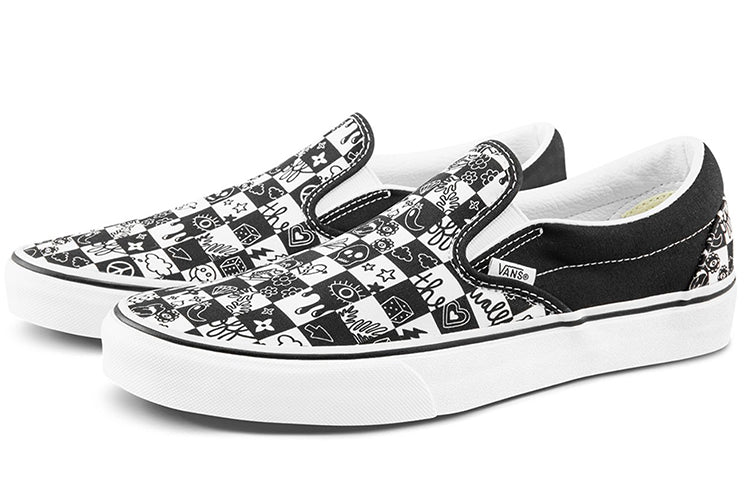 Vans Classic Doodle Checkered Slip-on 'Black White' VN0A5AO86U6