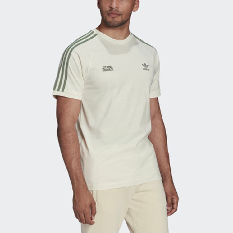 Men's adidas originals x Star War Crossover Boba Fett Tee Starwars Casual Sports Breathable Short Sleeve White T-Shirt HI6002