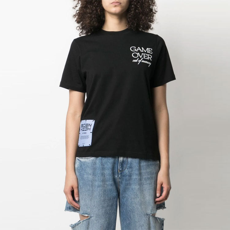 McQ Alexander McQueen SS21 Slogan Printing Round Neck Short Sleeve Black 624665-RQJ74-1000