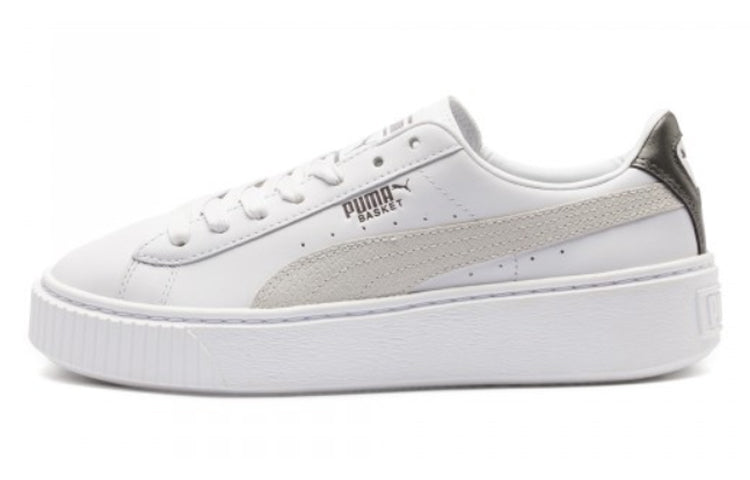 (WMNS) PUMA Basket Platform Low Top Casual Skate Shoes Unisex White 367850-01