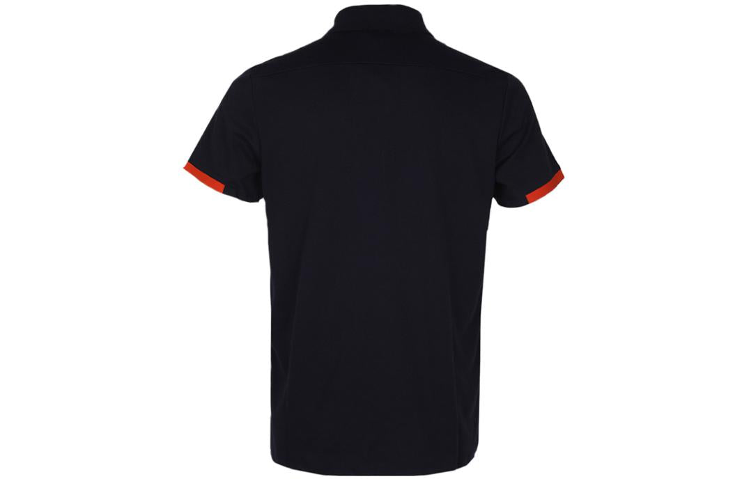 Men's adidas Solid Color Classic Logo Printing Cuff Detail Short Sleeve Navy Blue Polo Shirt FN0769