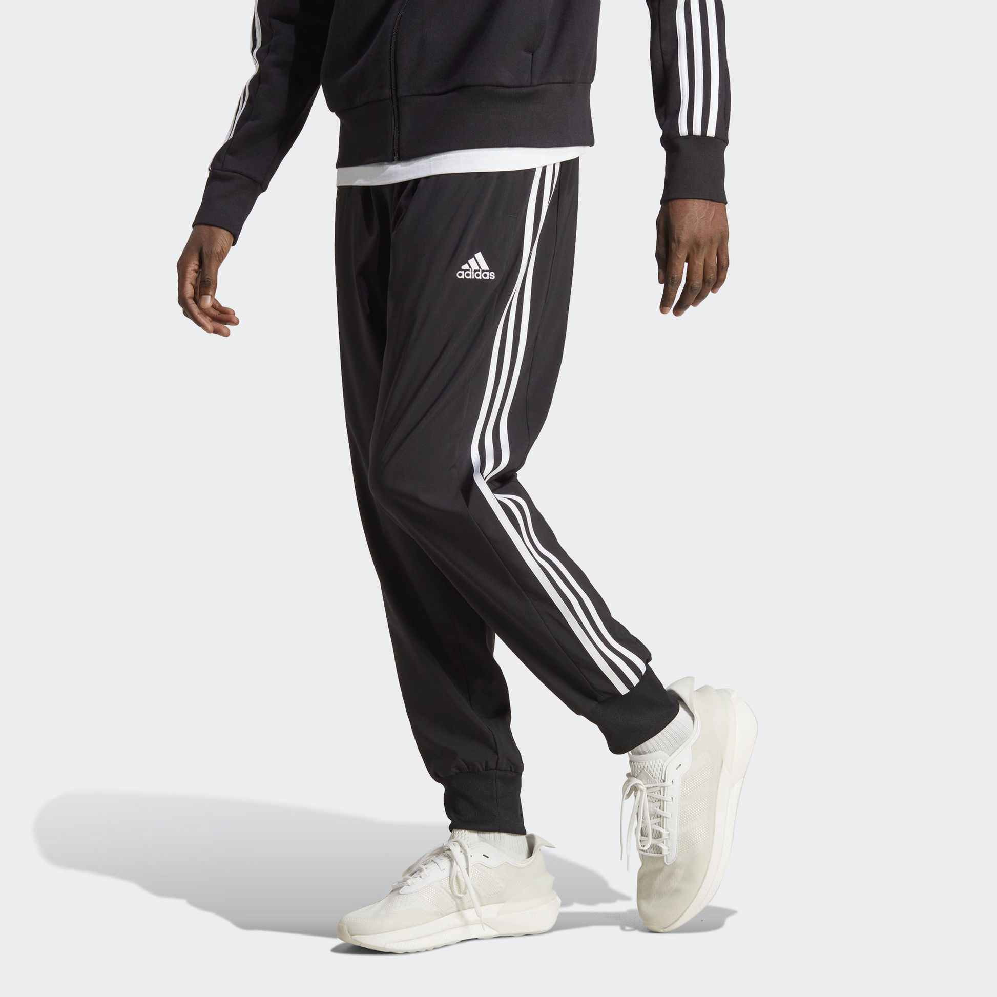 adidas AEROREADY Essentials Tapered Cuff Woven 3-Stripes Pants 'Black' IC0041