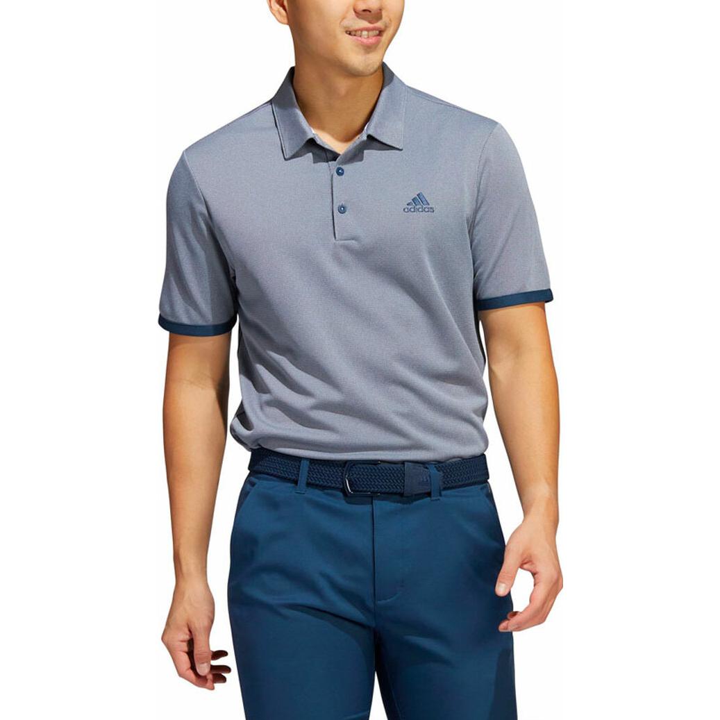adidas Solid Color Breathable Golf Sports Short Sleeve Polo Shirt White Navy Blue HF6109