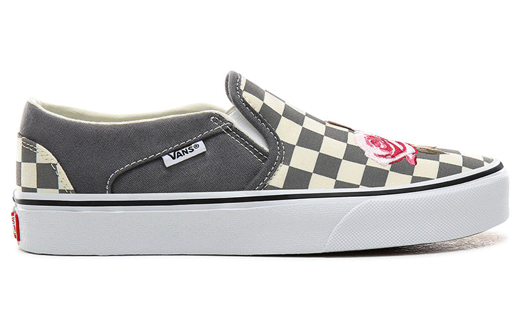 (WMNS) Vans slip-on Skate shoes Checkered Rose 'Grey White' VN0A45JMXNV