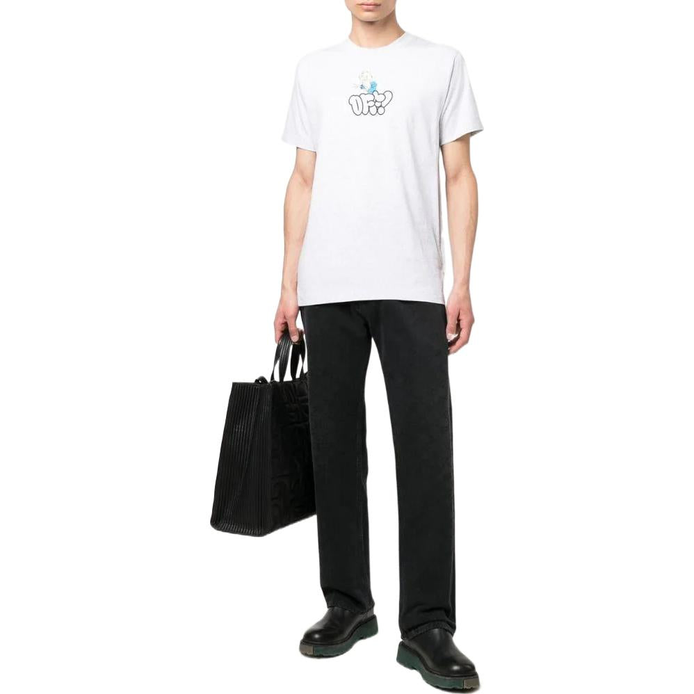 Men's Off-White Solid Color Logo Printing Short Sleeve White T-Shirt OMAA027S22JER01208570857