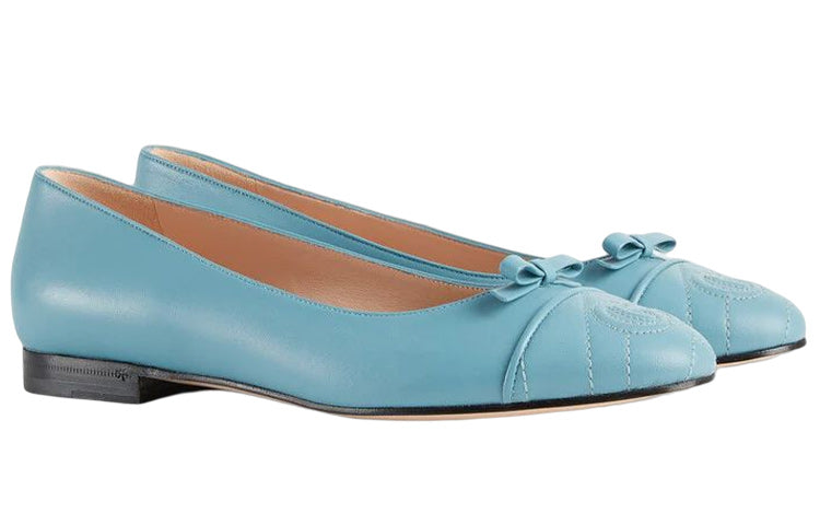 (WMNS) Gucci Ballet Flat With Double G Leather 'Sweet Blue' 680878-BKO60-4514