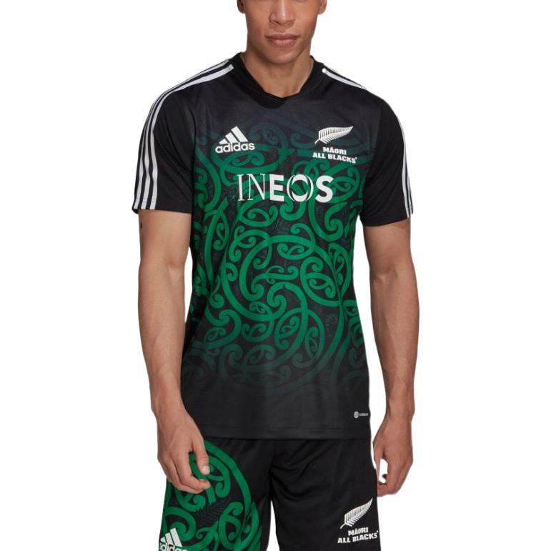 Men's adidas Stripe Logo Printing Pullover Short Sleeve Japanese Version Black T-Shirt HG7325