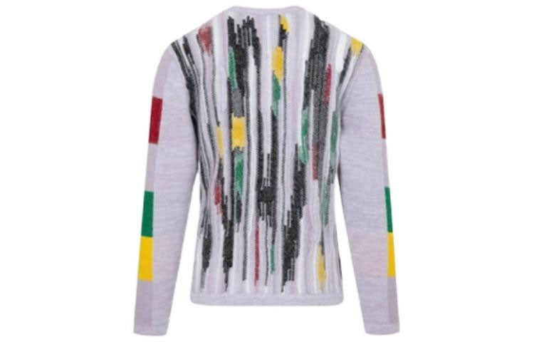 Men's DIOR Stripe Printing Round Neck Long Sleeves Pullover Wool Sweater Multicolor 143M651AT286-C480