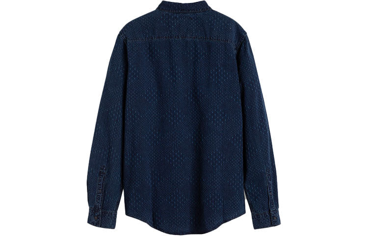 Men's Levis Cotton lapel Long Sleeves Shirt Blue 26454-0079