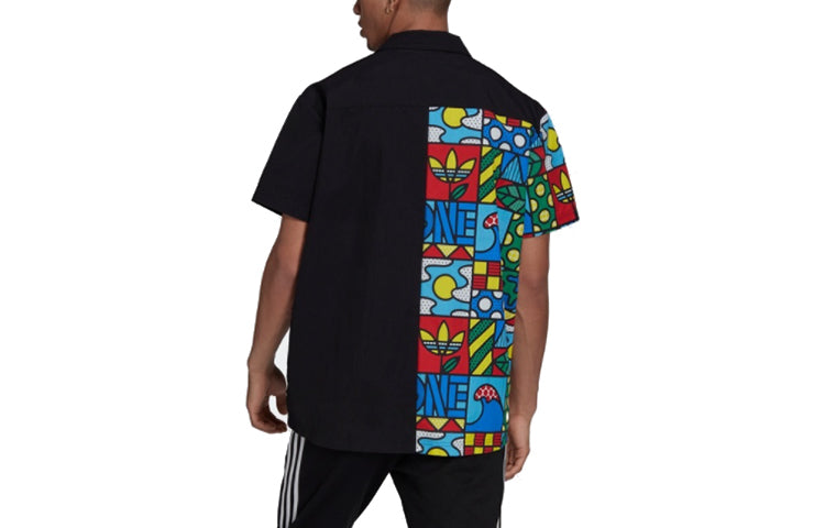 adidas originals Artist Shirt Printing Button Short Sleeve Black HA4682