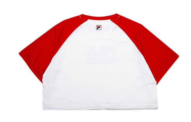 (WMNS) FILA FUSION FILA LOGO Short Sleeve Red White Splicing T11W022118F-RD