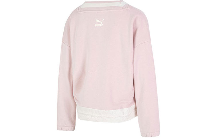 (WMNS) PUMA Logo V neck Sweatshirt 'Pink' 537524-88