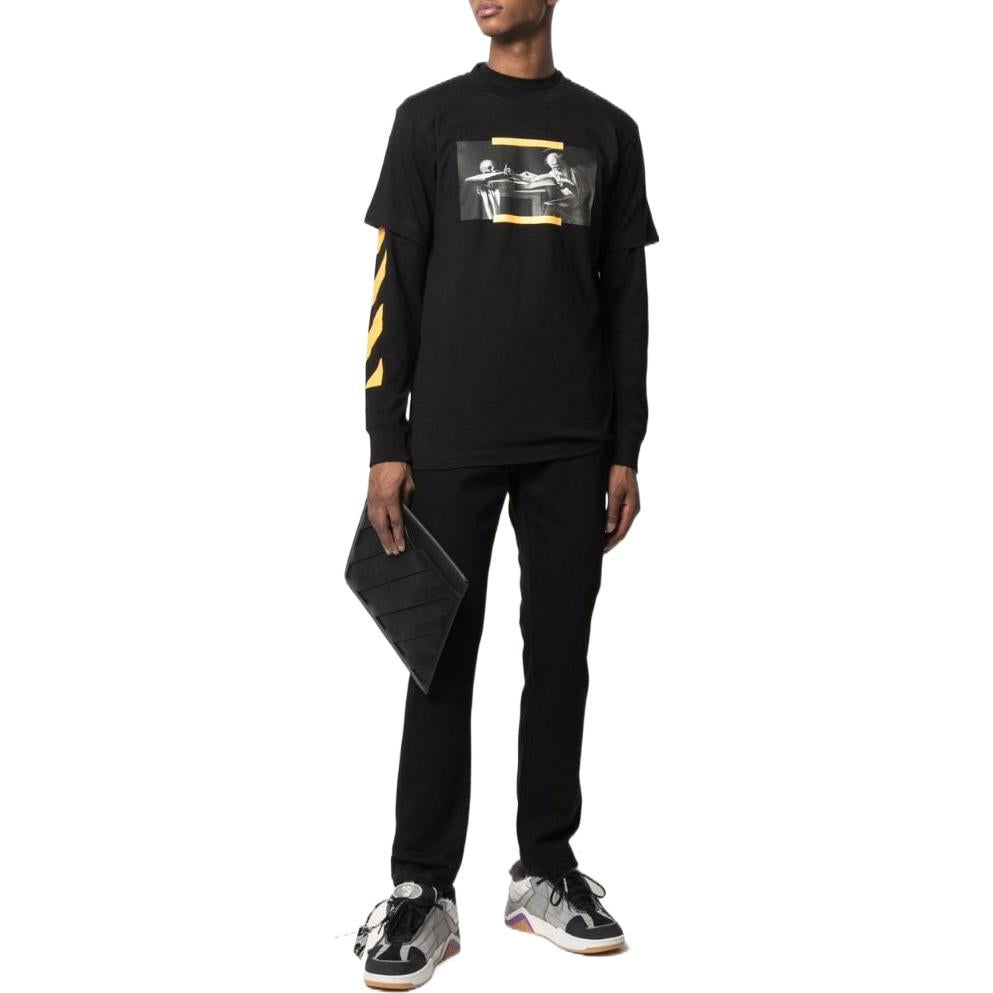 Off-White Oil Painting Print Round Neck Short Sleeve T-Shirt 'Black' OMAA027F21JER01410841084