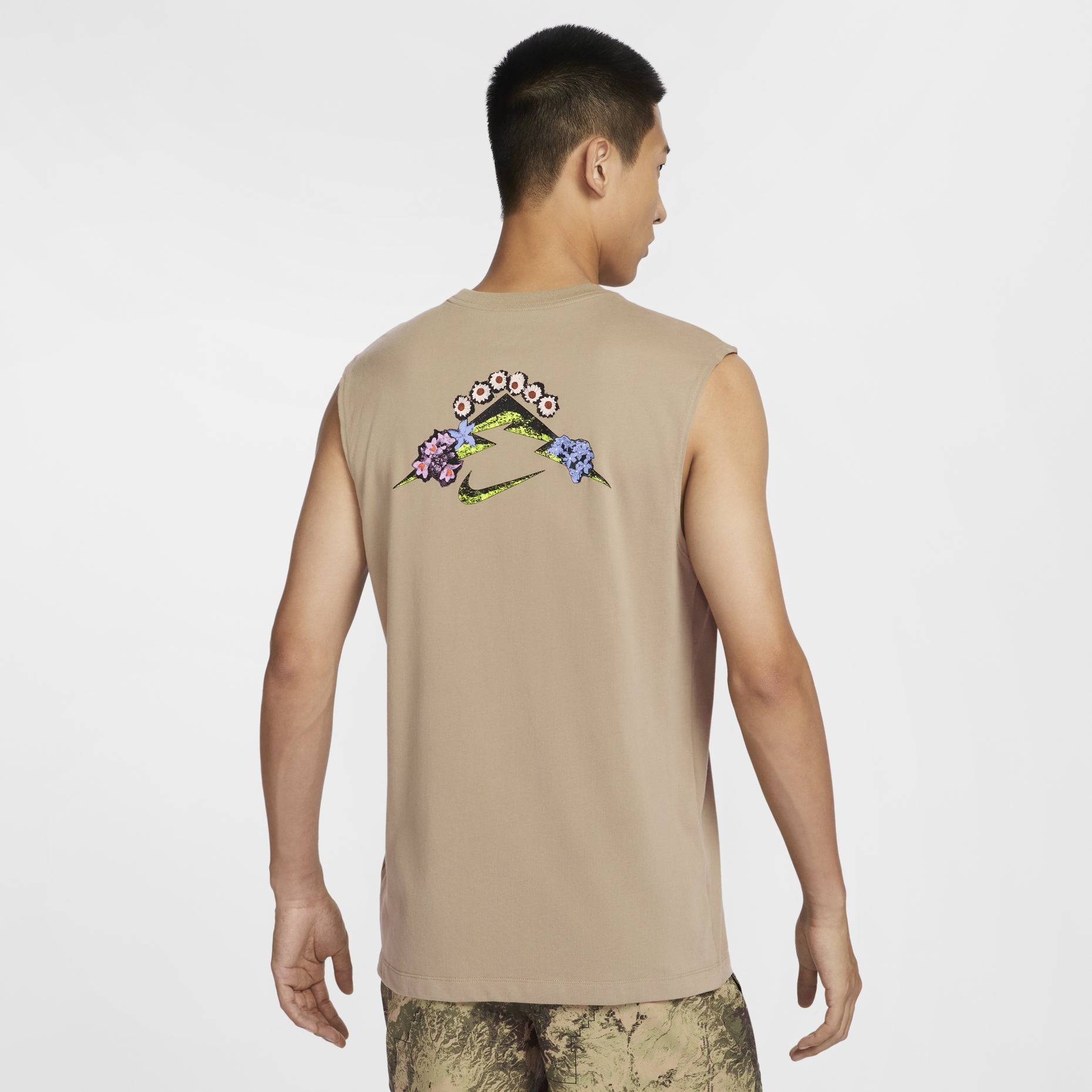 Nike Dri-FIT Graphic Running Tank Asia Sizing 'Khaki' FZ8053-247