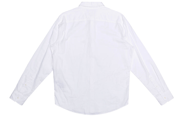 Men's Levis Lapel Pure Cotton Pocket Long Sleeves White Shirt 85746-0000