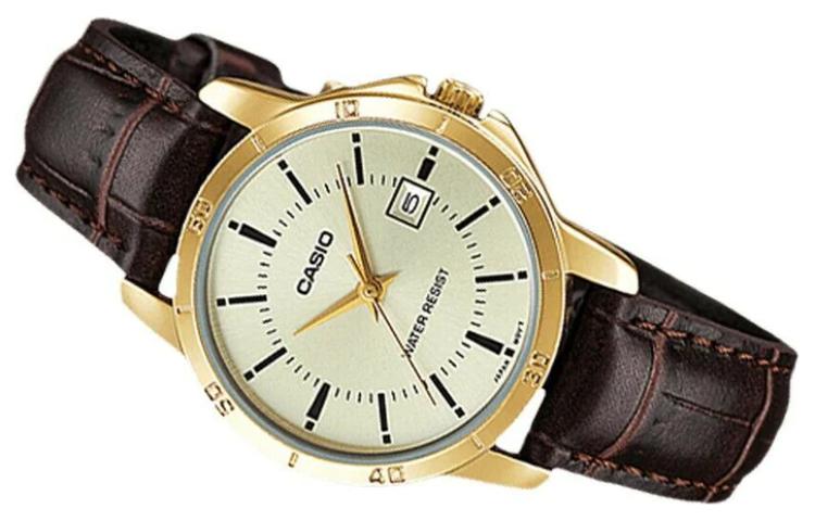 CASIO Vintage Waterproof Leather Band Gold/ Brown Analog LTP-V004GL-9A
