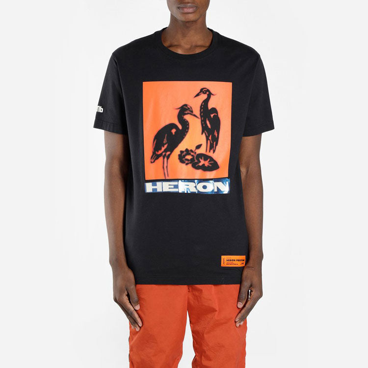 Men's HERON PRESTON Pattern Short Sleeve Black HMAA004F197600030488