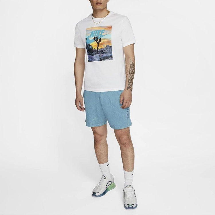 Men's Nike Air Printing Round Neck Short Sleeve White T-Shirt DH0053-100