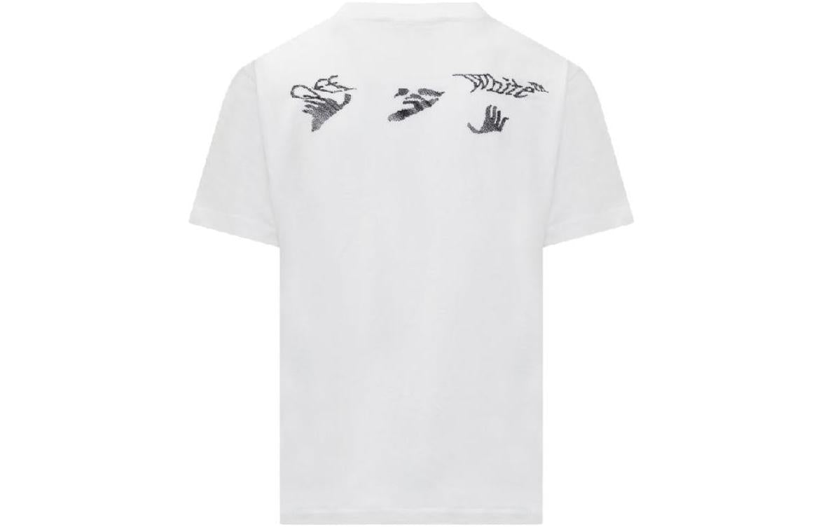 Men's Off-White Printing Cotton Short Sleeve White T-Shirt OMAA027S22JER0060110