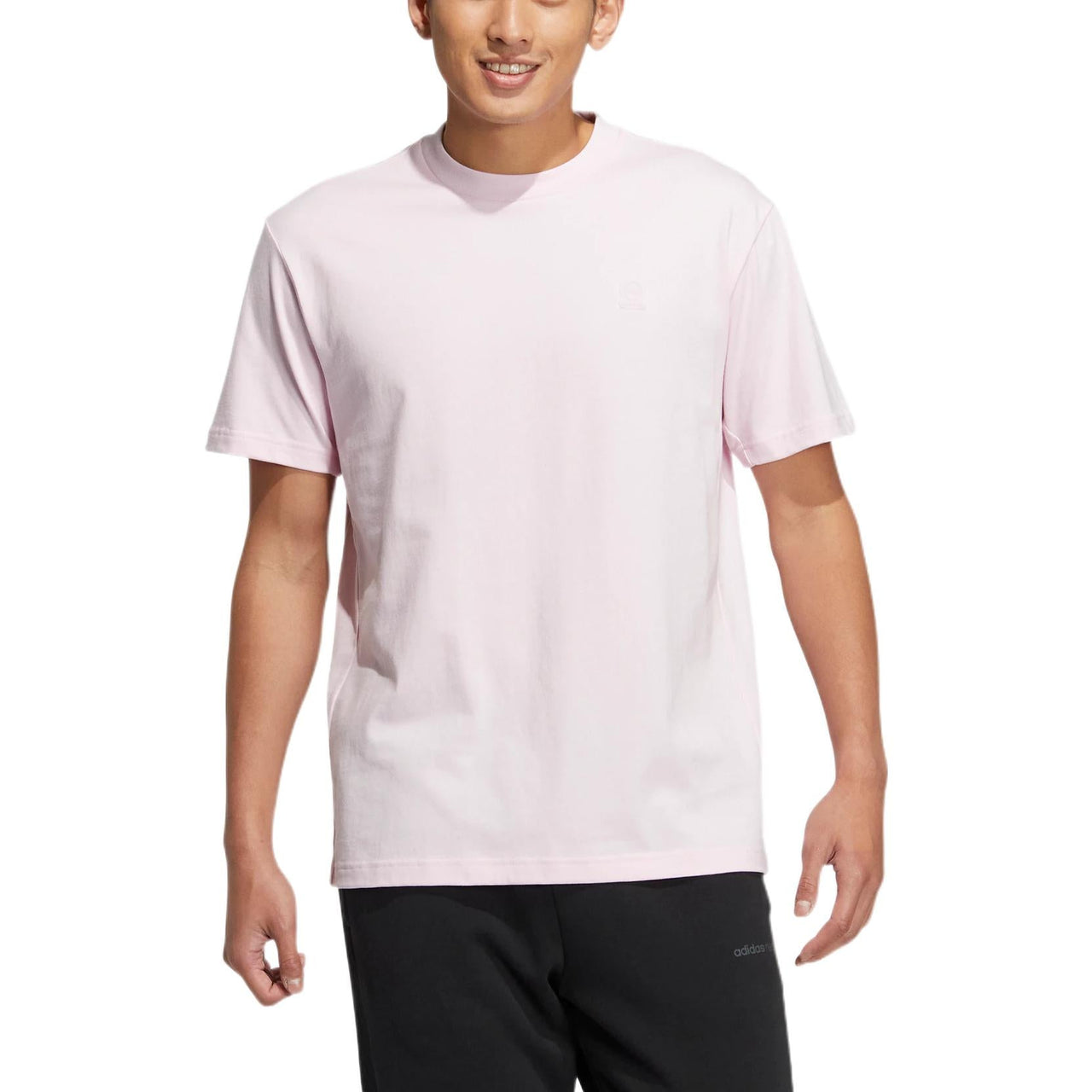 adidas neo Solid Color Round Neck Sports Short Sleeve Clear Pink T-Shirt HS6815