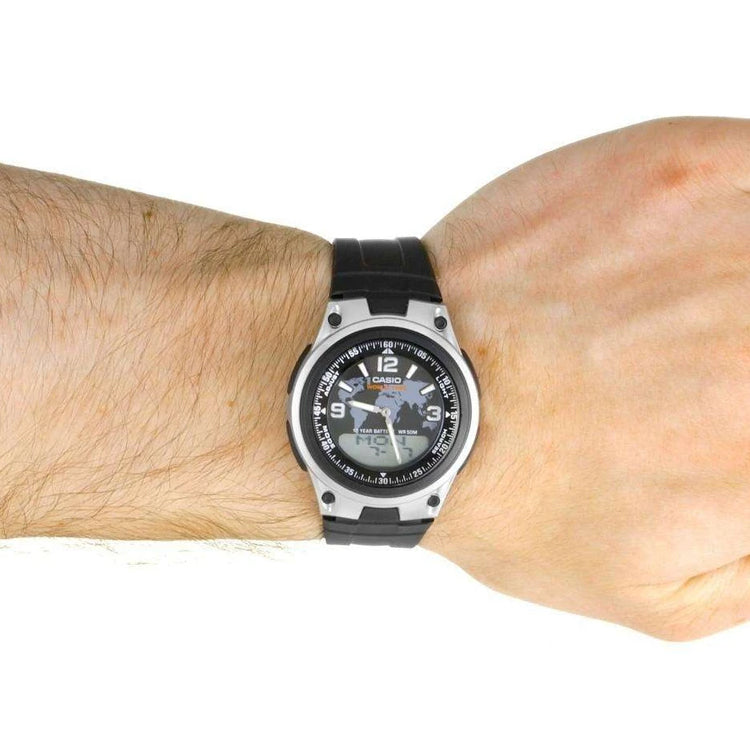 CASIO Waterproof Black Analog/Digital Combo AW-80-1A2