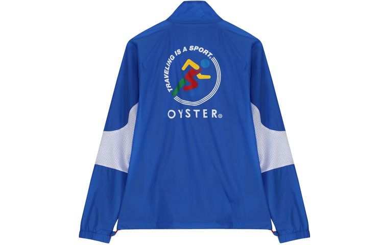 adidas originals x Oyster Track Crossover Splicing Contrasting Colors Stripe Sports Stand Collar Jacket Blue ED6871