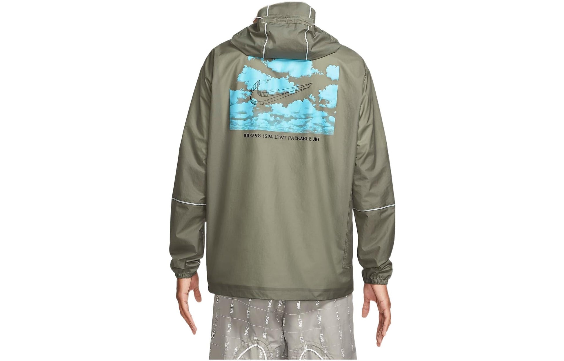 Men's Nike Casual Blue Logo Printing Hooded Jacket Light Army Green DD3798-320
