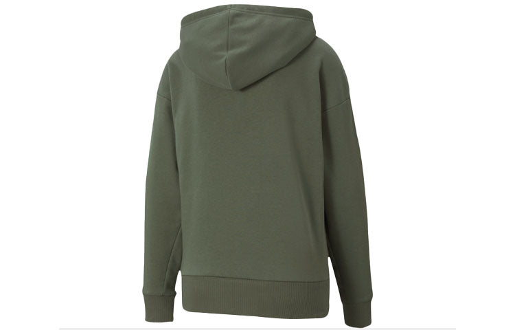 (WMNS) PUMA Classics Logo Hoodie 'Olive Green White' 599197-64