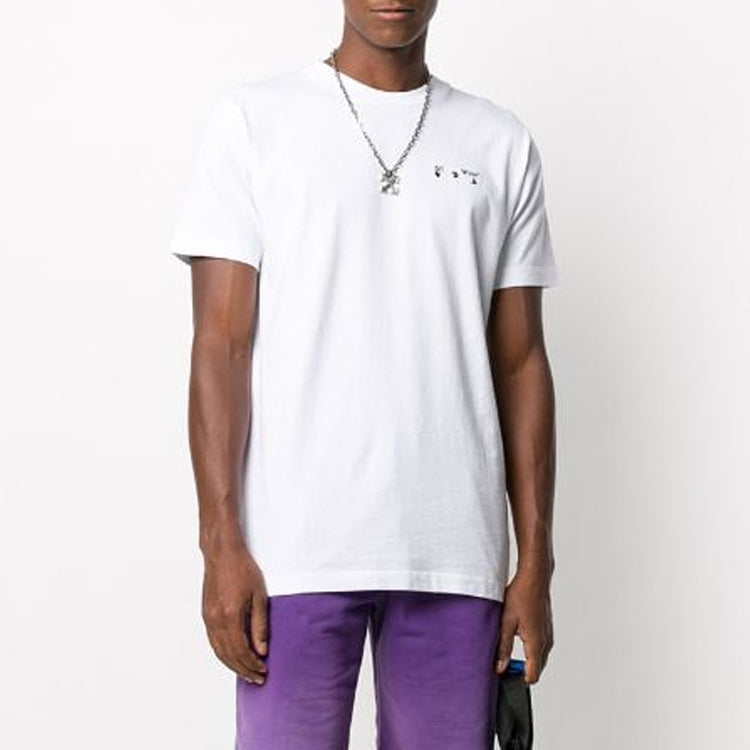 Off-White Logo Embroidered Short Sleeve White OMAA027F20FAB0020110