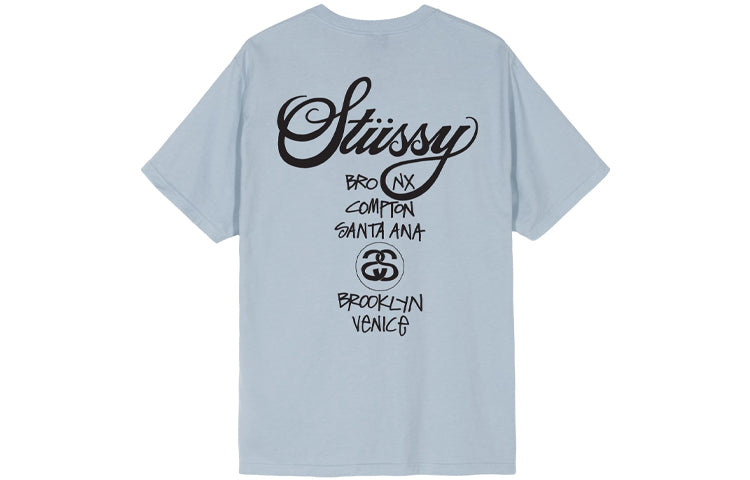 Stussy World Tour Tee Classic Short Sleeve Unisex Gray Blue 3903514-SLATE