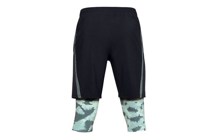 Under Armour Launch SW Long 2-in-1 Logo Shorts 'Black Green Camo' 1355480-424