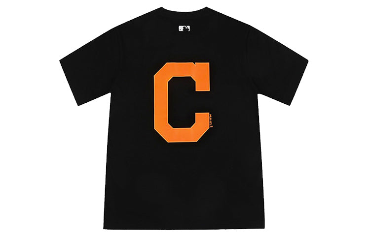 MLB Alphabet Printing Round Neck Pullover Short Sleeve Unisex Black 31TS03031-45L