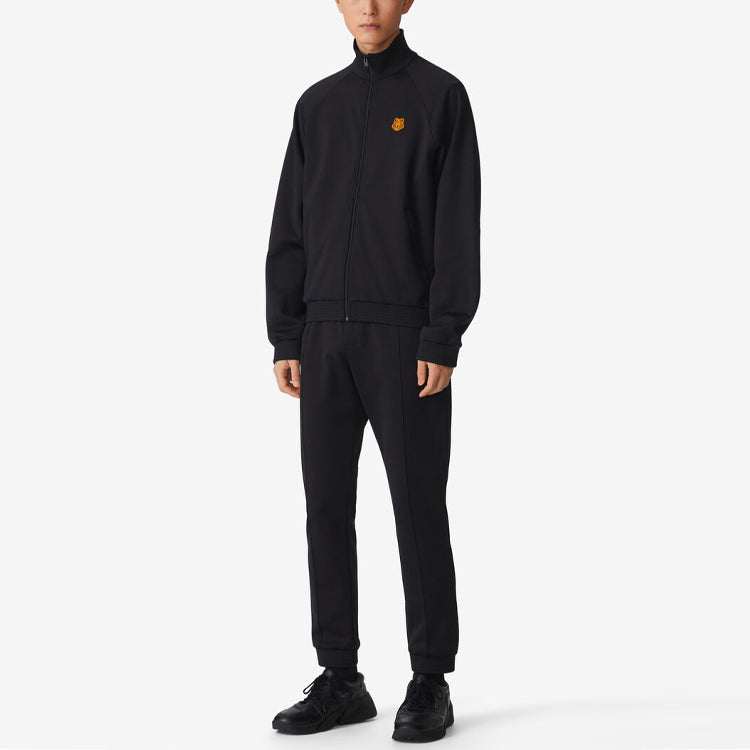 Men's KENZO Small Tiger Head Embroidered Stand Collar Zipper Jacket Black FA65BL7304IU-99