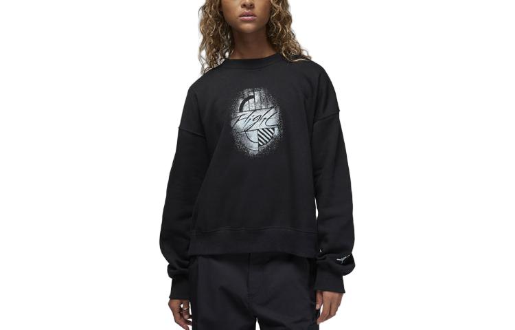 (WMNS) Air Jordan Brooklyn Fleece Graphic Crew-Neck Sweatshirt 'Black' FD7157-010