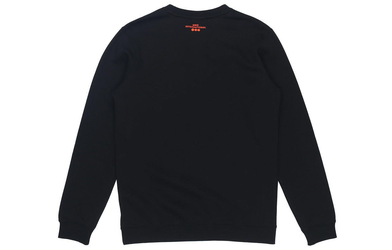 Men's Nike Logo Athleisure Casual Sports Long Sleeves Pullover Round Neck Black DR7829-010