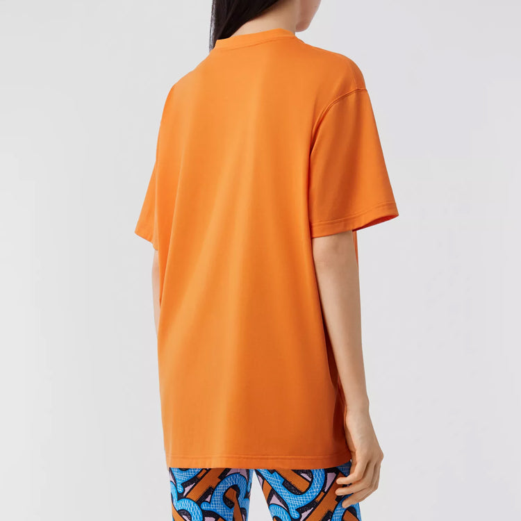 Burberry Monogram Motif Cotton Loose Short Sleeve Unisex Orange 80325991
