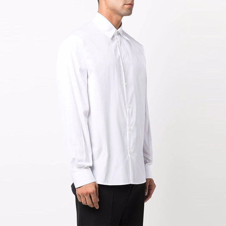 Off-White Logo Solid Color lapel Long Sleeves Shirt Version White OMGA194F21FAB00401100110