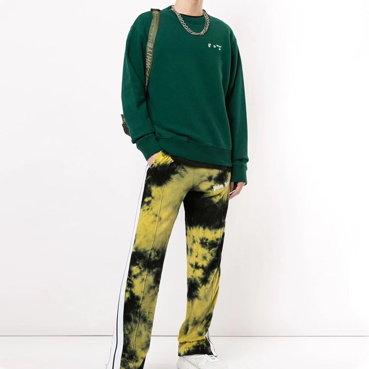 Men's Off-White Logo Printing Pullover Green OMBA025E20FLE0015701