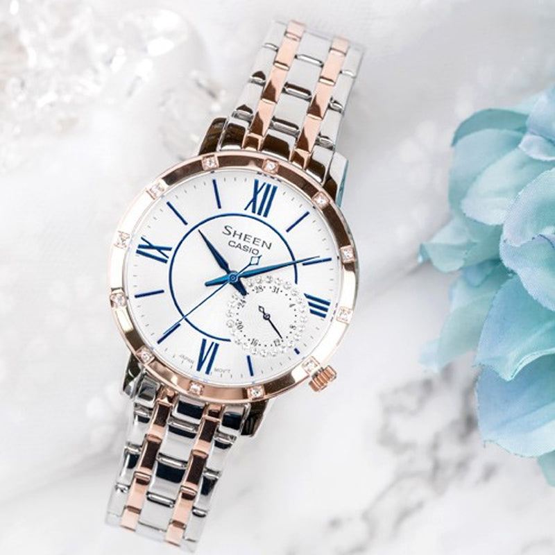 CASIO Female SHEEN Japan / South Korea Fashion White Analog SHE-3046SGP-7B