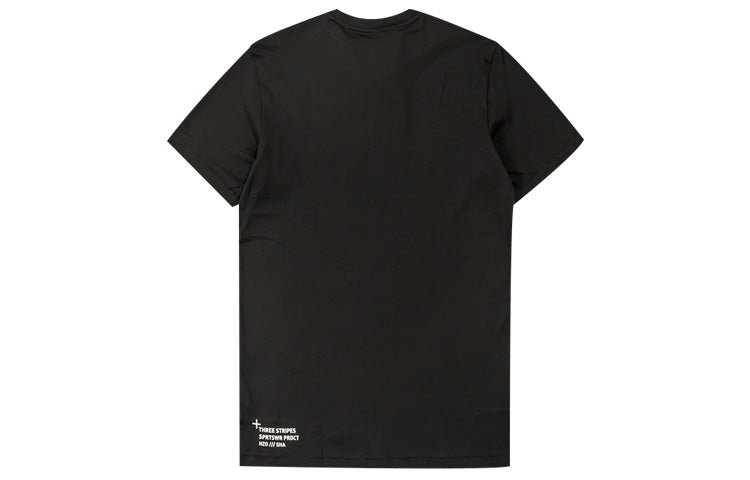 adidas neo three stripes Alphabet Printing Quick Dry Short Sleeve Black CV8982
