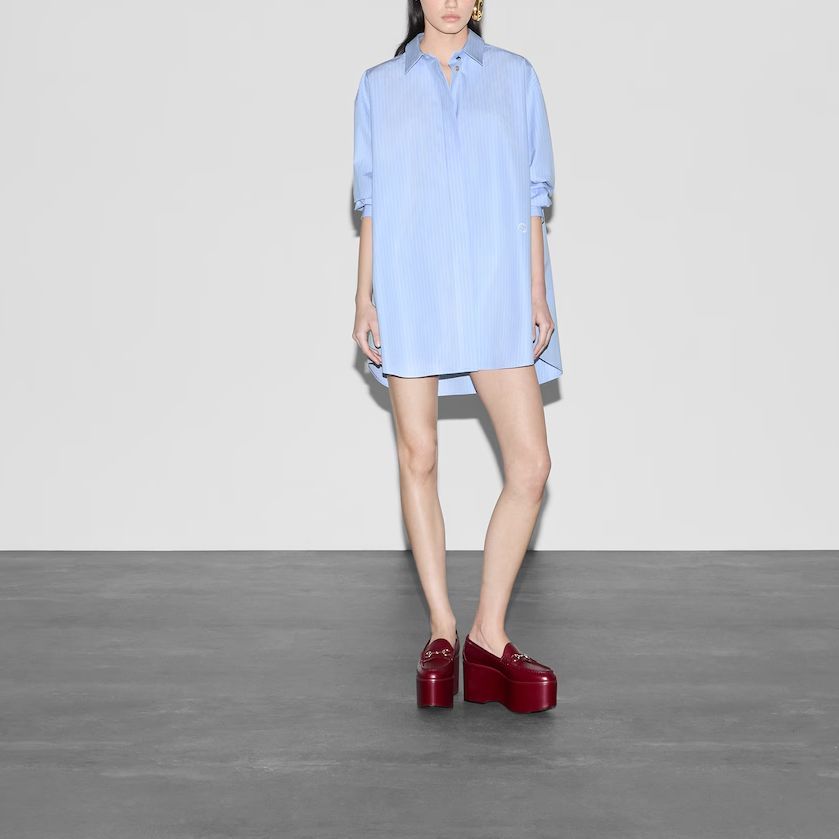 (WMNS) Gucci Striped Heavy Cotton Poplin Shirt 'Light Blue' 779330-ZAP4O-4337