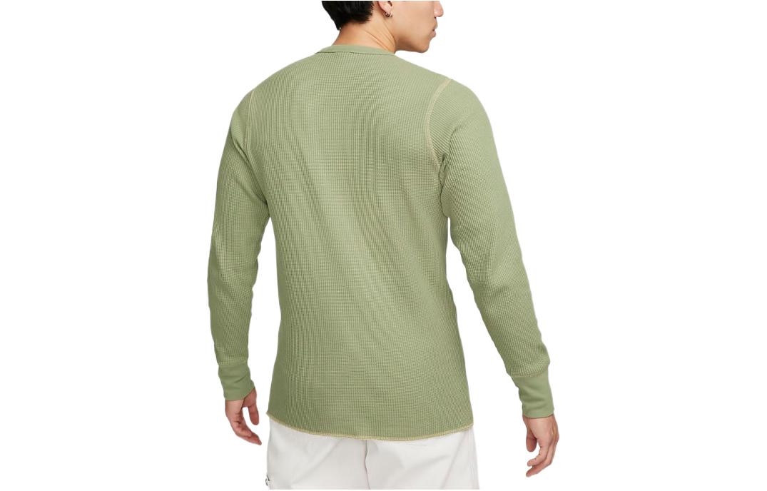 Nike Life Long Sleeve Heavy Waffle Top 'Green' DX0895-386