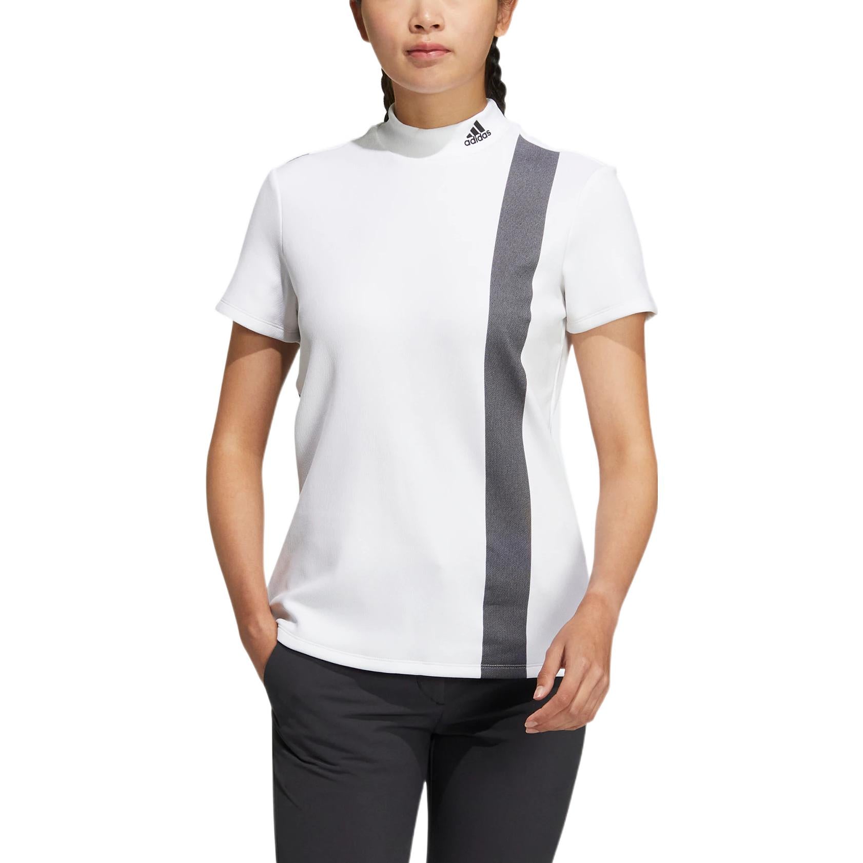 (WMNS) adidas AEROREADY 3-Bar Mock Neck Shirt Asia Sizing 'White Black' HG8253