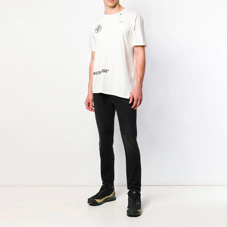 Off-White Back Pink Arrow Short Sleeve White OMAA032R191850150228